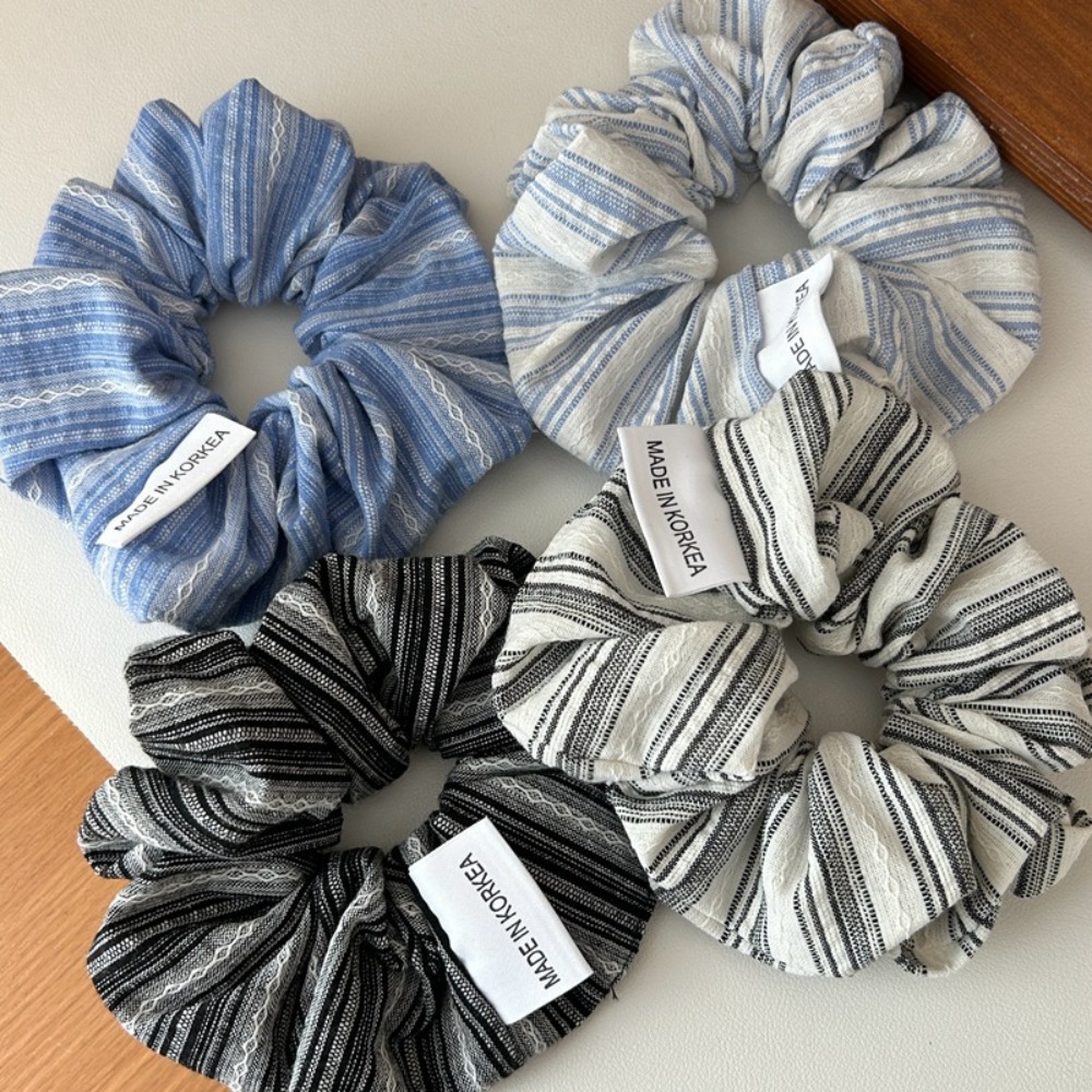 Silk Tie Striped - 2025 كوريا موضة شريط الشعر الأربطة