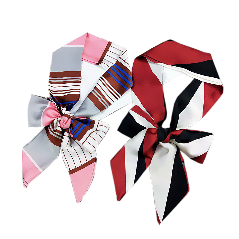Silk Tie Striped - أعلى صغيرة طويلة منديل حريري للنساء