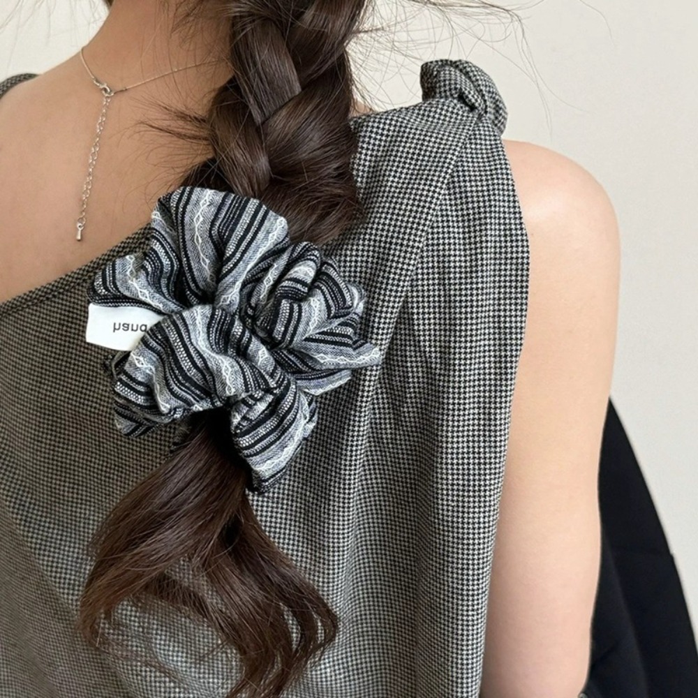 2025 كوريا موضة شريط الشعر الأ - مراجعة Silk Tie Striped وسعره