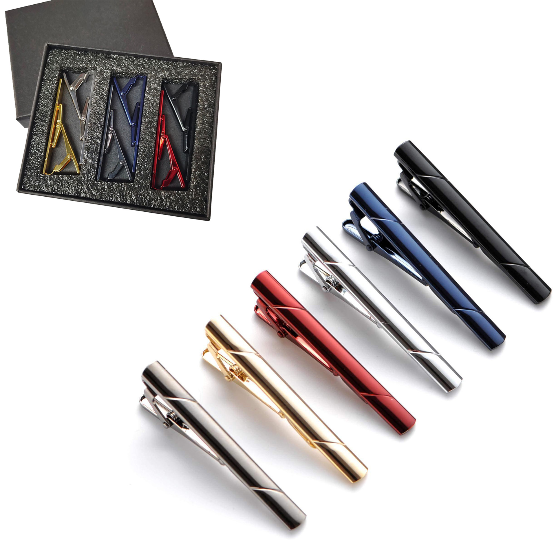 مشابك ربطة عنق معدنية 1/4/6 قط - مراجعة Tie Bar Set Gift وسعره
