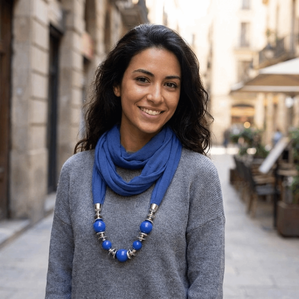 وشاح شيفون مع قلادة مزينة بالخ - مراجعة Infinity Scarf Knit وسعره